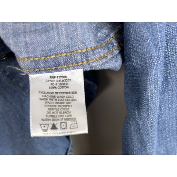 Levi's Shirt Men XL Blue Denim Pearl Snap Button Up Sawtooth Pocket Cowboy Rodeo - Picture 9 of 10